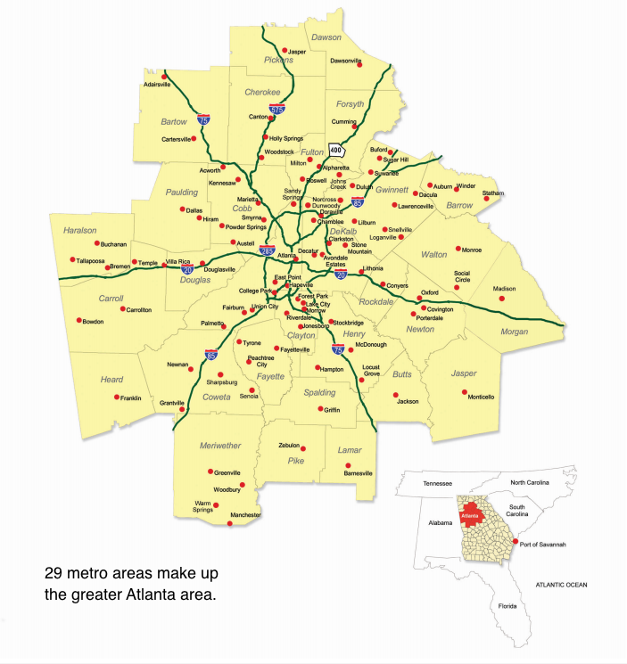 29 Cities Surrounding Metro Atlanta