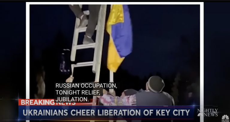 Scenes Of Jubilation From A Free Kherson City - After more than eight months of Russian occupation, Ukrainians celebrate a free Kherson City. Ukrainian troops rolled into the city center, raising Ukrainian flags for the national anthem. President Zelenskyy is now saying it is a sign of more victories to come.